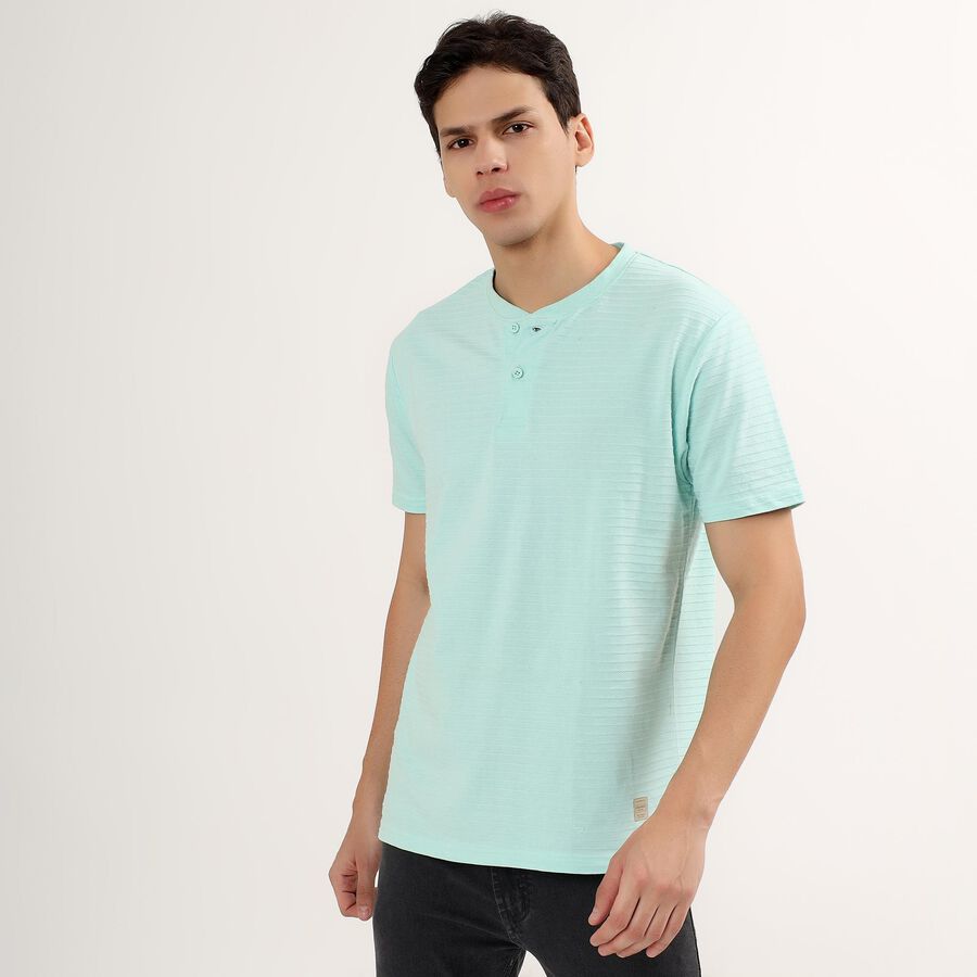 Men's Henley Half Sleeves T-Shirt , एक्वा, large image number null