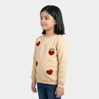 Girls' Cream Crew Neck Pullover Sweatshirt, ऑफ व्हाइट, small
