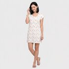 Women White Scoop Neck T-Shirt Style Nighty, White, small