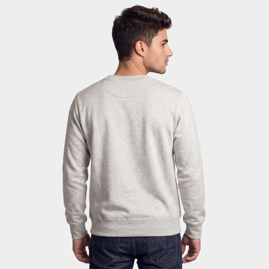 Men's Melange Light Grey Crew Neck Pullover Sweatshirt, Melange Light Grey, large