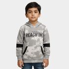 Boys Light Grey Hooded Neck Printed Sweatshirt, Light Grey, small image number null