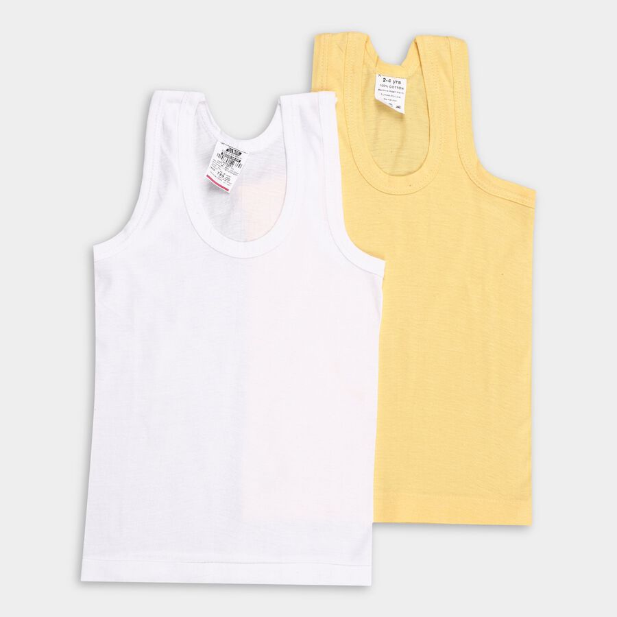 Boys' 100% Cotton Vest (Pack of 2), पीला, large image number null