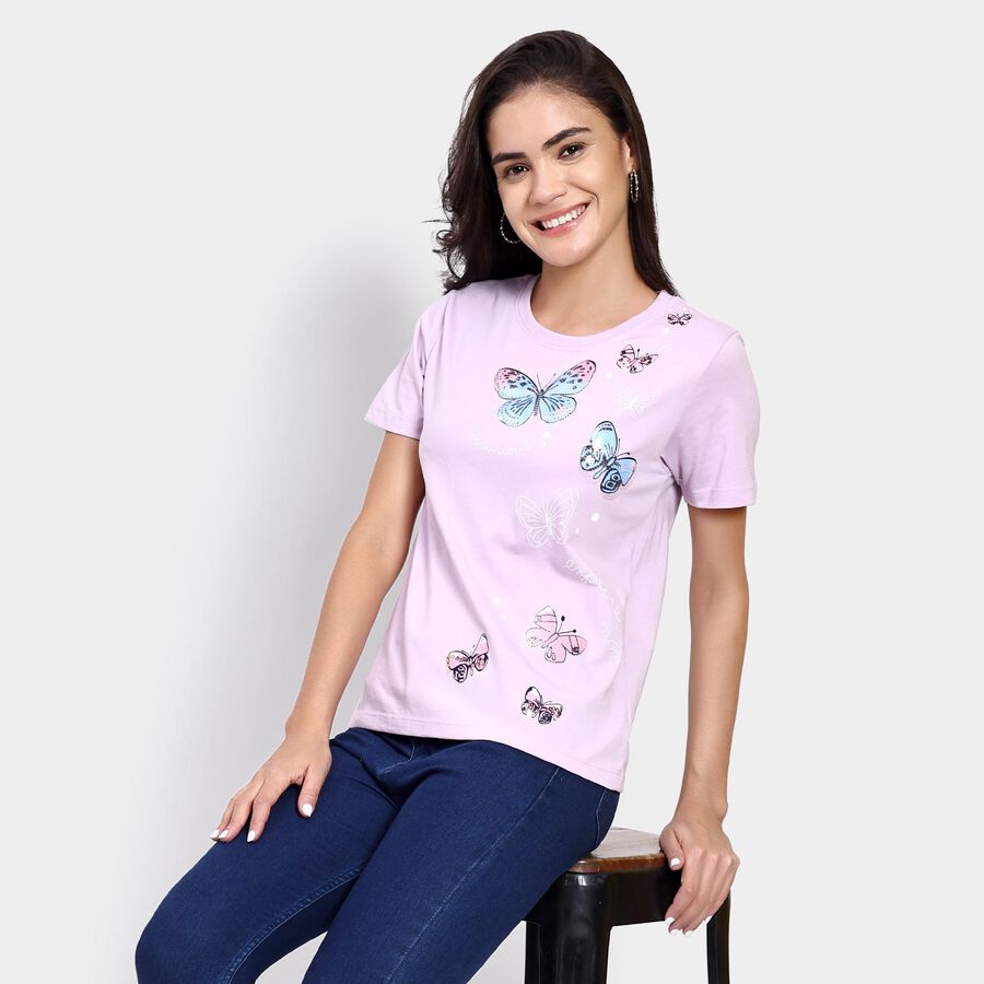 Ladies' Round Neck T-Shirt , लाइलेक, large image number null