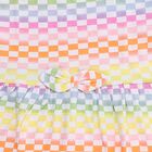 Girls' Multicolor Rainbow Checkered Flutter Sleeve Frock, Off White, small image number null