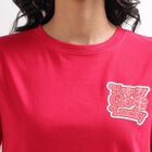 Women's Vibrant Red Cotton Round Neck T-Shirt, Fuchsia, small image number null
