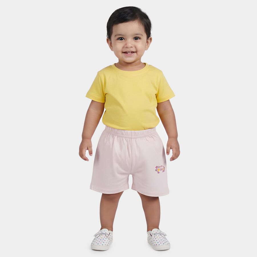 Infants' Pink Regular Fit Printed Half Pant, Pink, large