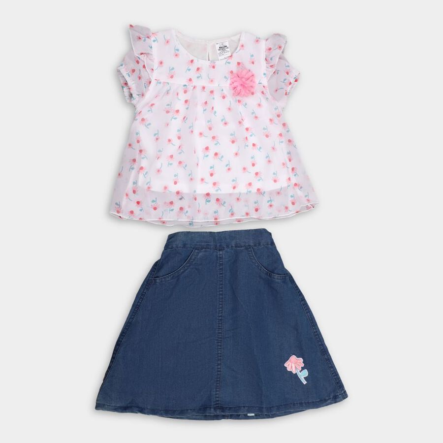 Girls' Top Skirt, Off White, large image number null