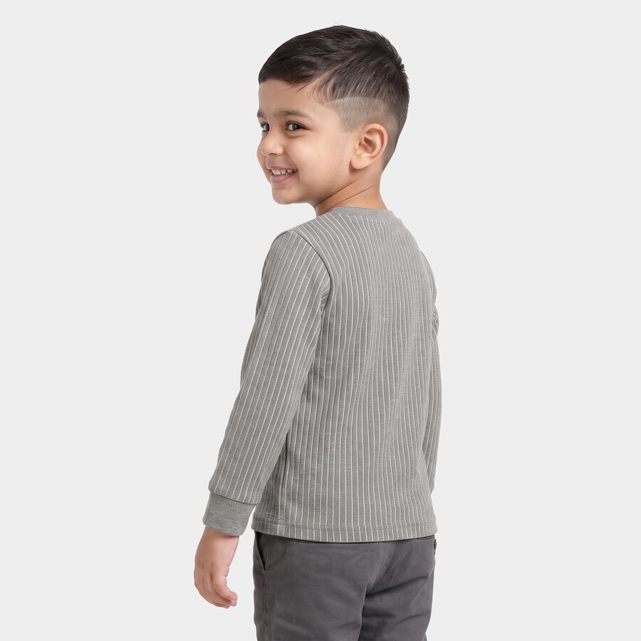 Boys' Grey Long Sleeve Thermal, Melange Mid Grey, large