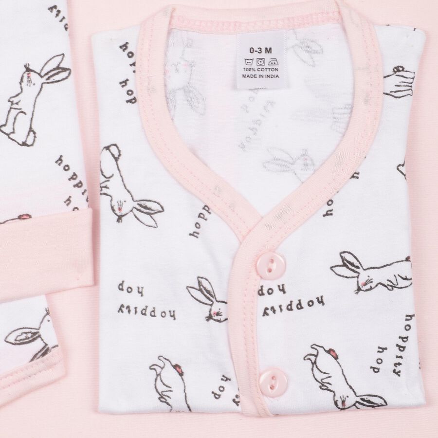 Infants' 100% Cotton Gift Set (Top, Shorts, Cap/Bib, Sheet), Pink, large image number null