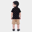 Infants' Navy Blue 100% Cotton Polo Neck Printed Baba Suit, Navy Blue, small