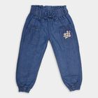 Girls' Stonewashed Blue Regular Fit Embroidered Jeans, Mid Blue, small image number null