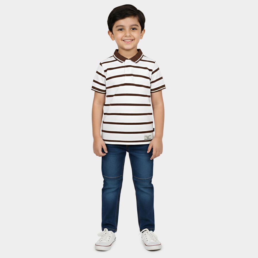 Boys Brown Round Neck Casual Boys T-Shirt, भूरा, large