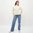 Women's Off-White High Neck Casual Cardigan, ऑफ व्हाइट, small image number null