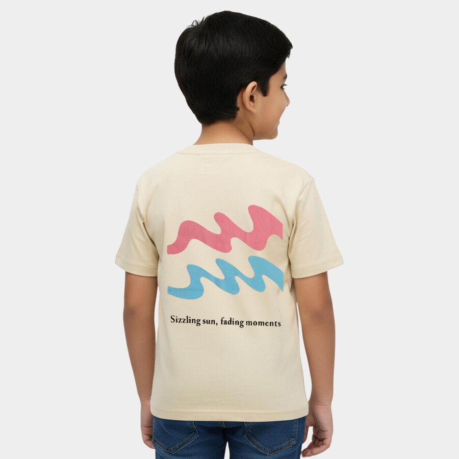 Boys' Yellow Cotton Crew Neck Graphic Printed T-Shirt, Yellow, large