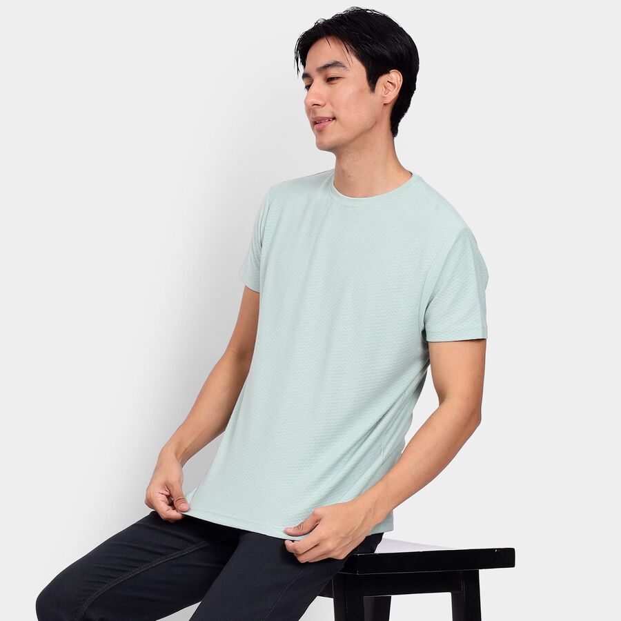 Men's Round Neck Half Sleeves T-Shirt, Aqua, large image number null