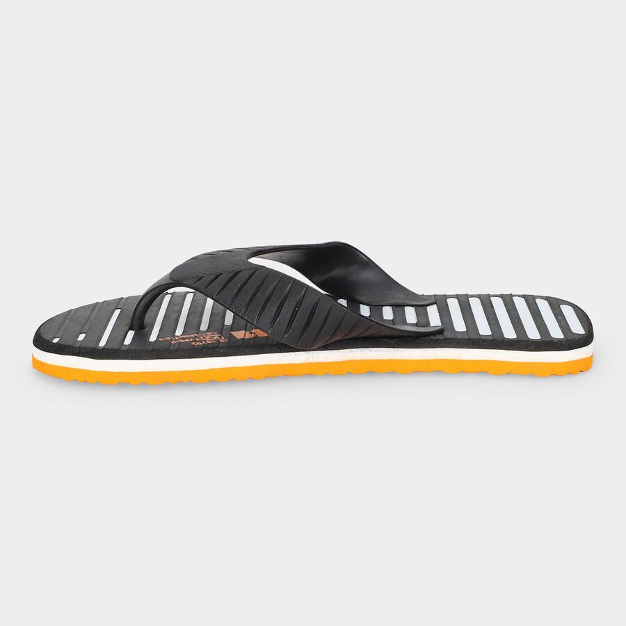 Men's Black Flip-Flop Slippers, Black, large