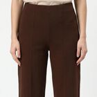 Women's Brown Straight Fit Solid Track Pants, भूरा, small