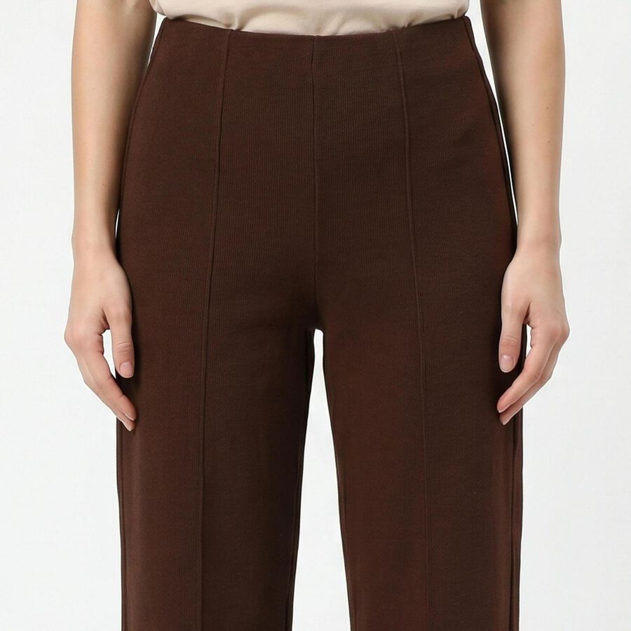 Women's Brown Straight Fit Solid Track Pants, भूरा, large