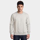 Men's Melange Light Grey Crew Neck Pullover Sweatshirt, Melange Light Grey, small