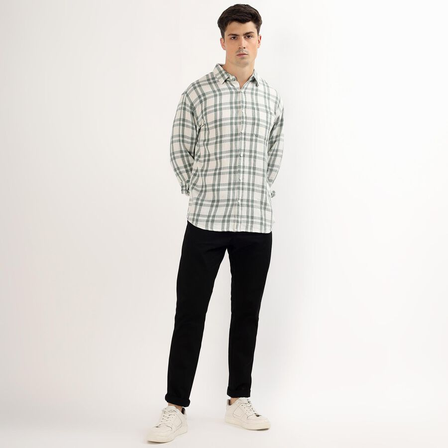 Men's Light Sage Green Cotton Classic Casual Shirt, हल्का हरा, large