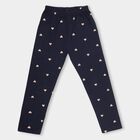 Girls' Dark Navy Blue Heart Printed Cotton Blend Pyjama, नेवी ब्लू, small image number null
