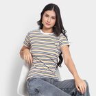 Ladies'  Stripes Round Neck T-Shirt, मस्टर्ड, small image number null
