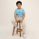 Boys Beige Cotton Elastic Waist Jogger Trousers, Beige, small image number null