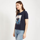 Embellished Round Neck T-Shirt, Navy Blue, small image number null