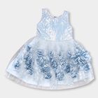 Girls' Light Blue Sequin and Floral Party Wear Frock, Light Blue, small image number null