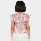 Girls White Round Neck Casual T-Shirt, White, small