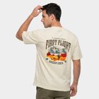 Men's White Cotton Round Neck Regular T-Shirt, Off White, small