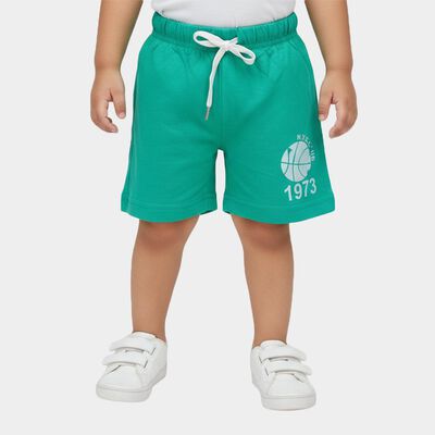 Boys Green Regular Fit Printed Bermuda Shorts