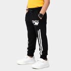 Boys Black Tapered Fit Printed Cotton Blend Pyjama, Black, small