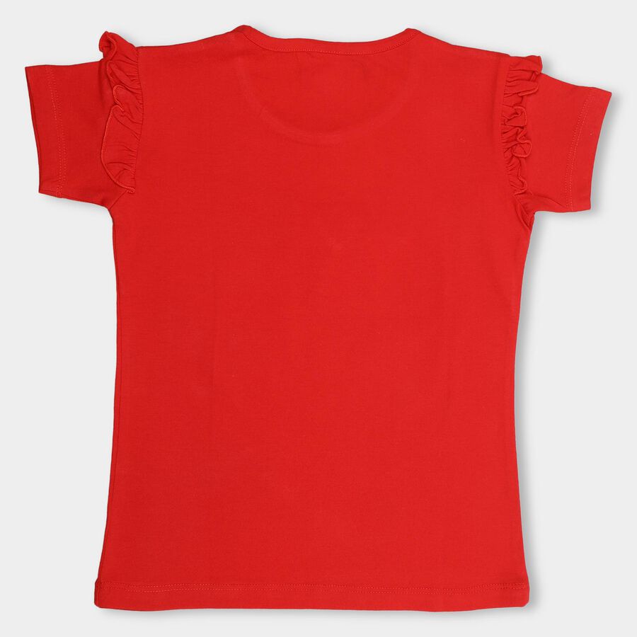 Girls' 100% Cotton T-Shirt, लाल, large