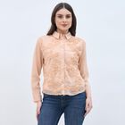 Women's Soft Peach Full Sleeve Classic Collar Romantic Shirt, Peach, small