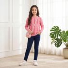 Girls' Pink Crew Neck Cable Knit Pullover, Light Pink, small