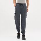 Men's Charcoal Grey Regular Fit Cargo Jogger, मध्यम नीला, small image number null