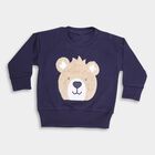 Infants Deep Midnight Navy Blue Crew Neck Casual Sweatshirt, Navy Blue, small image number null