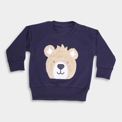 Infants Deep Midnight Navy Blue Crew Neck Casual Sweatshirt