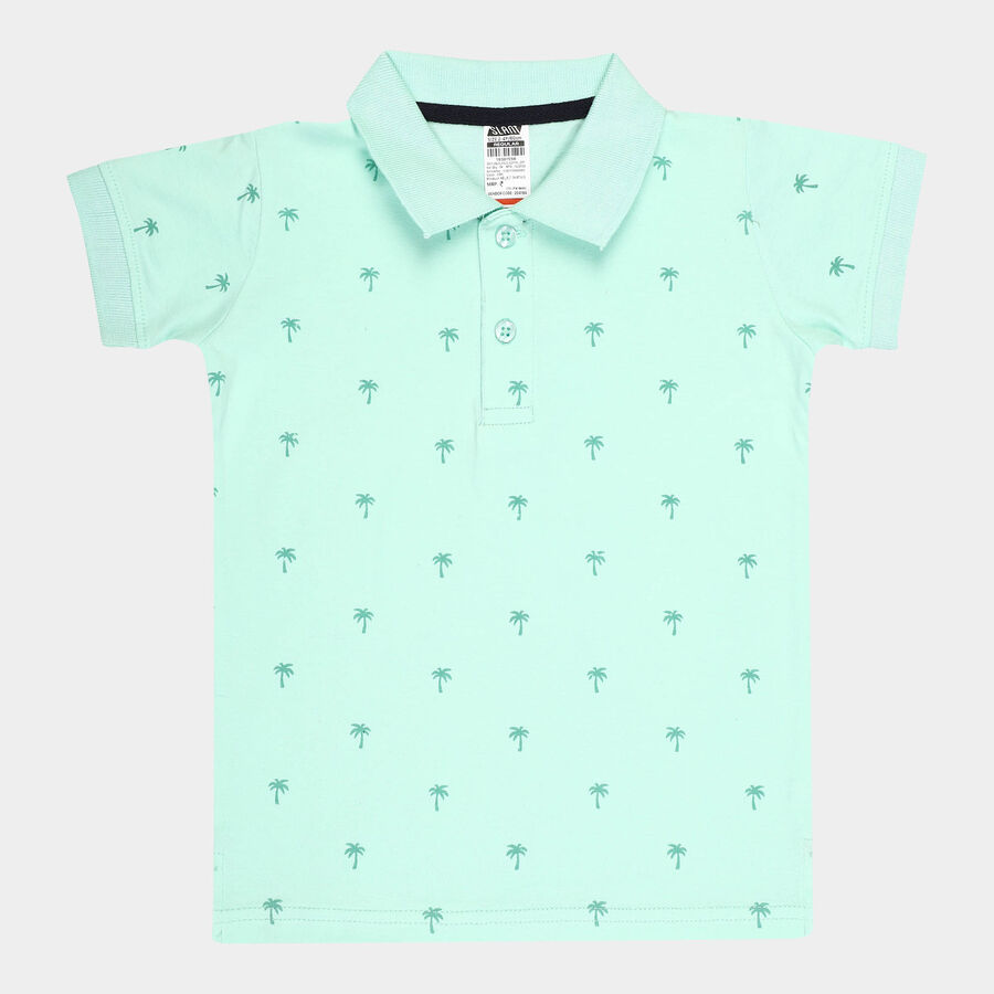 Boys Cotton T-Shirt, हल्का हरा, large image number null