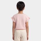 Girls Pink Round Neck Casual T-Shirt, Light Pink, small