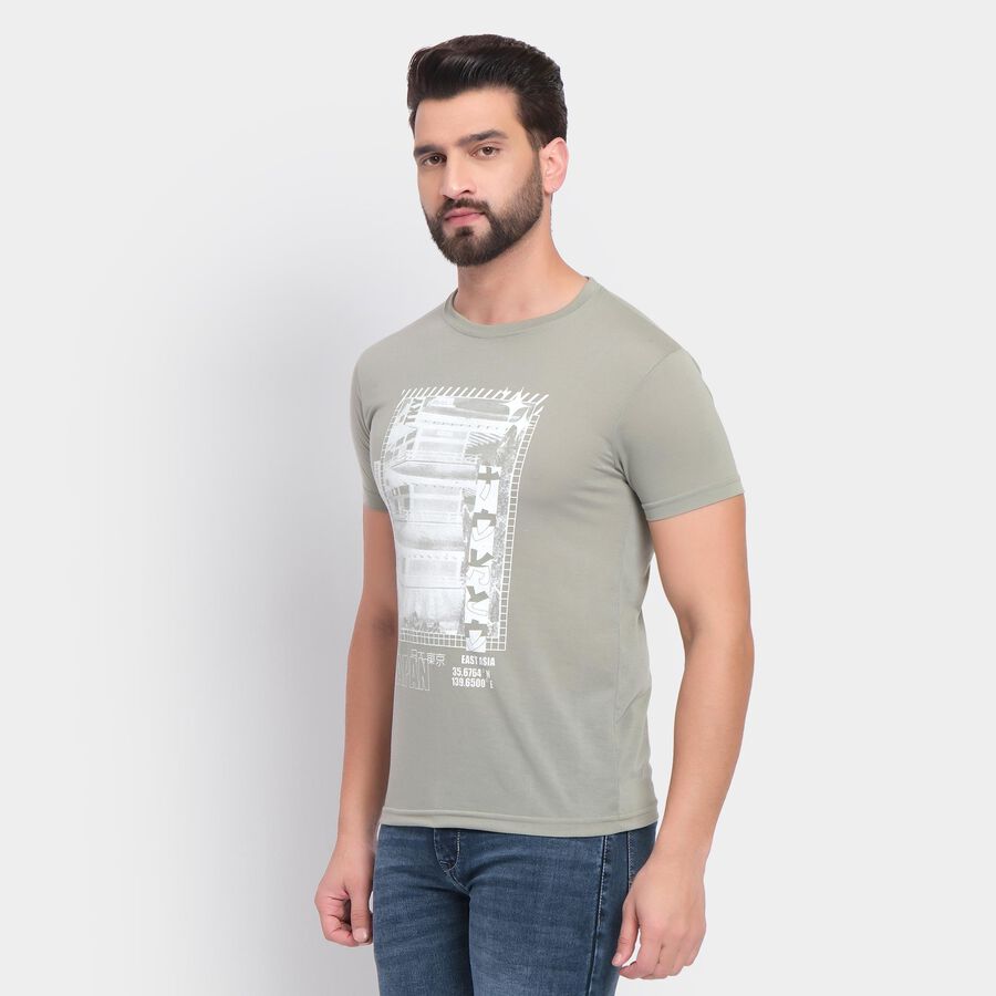 Men's Round Neck Half Sleeves T-Shirt , Light Green, large image number null