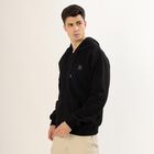 Men's Jet Black Hooded Casual Sweatshirt, Black, small image number null