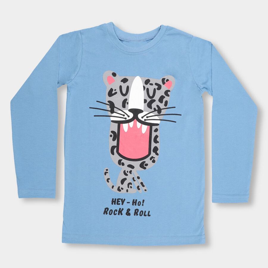 Boys' Light Blue Round Neck Casual T-Shirt, Light Blue, large image number null