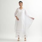 Women's White Cotton Embroidered Ethnic Set, Off White, small image number null