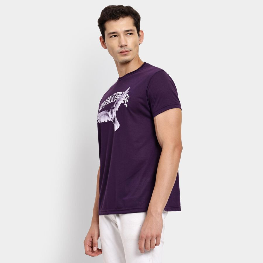 Men's Round Neck Half Sleeves T-Shirt, बैंगनी, large image number null