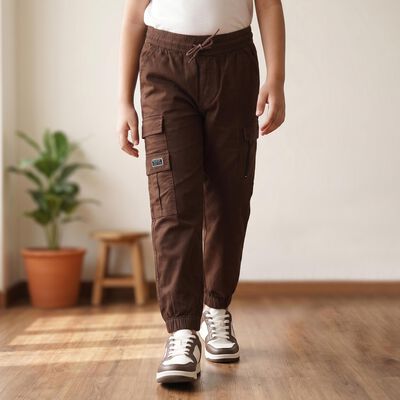 Boys' Brown Regular Fit Cargo Trousers