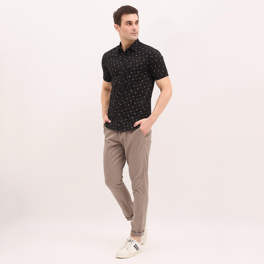 Men's 100% Cotton Cross Pocket Slim Fit Casual Trousers, Light Grey, large image number null