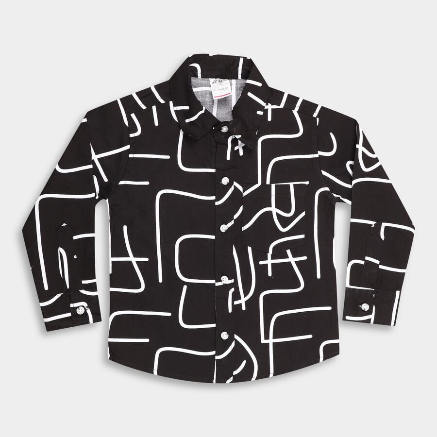 Boys' 100% Cotton Casual Shirt, Black, large image number null