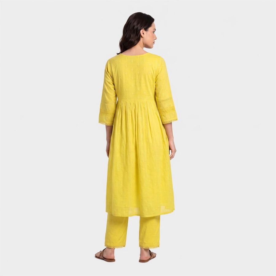 Women's Light Green Cotton V-Neck Embroidered Ethnic Set, Light Green, large